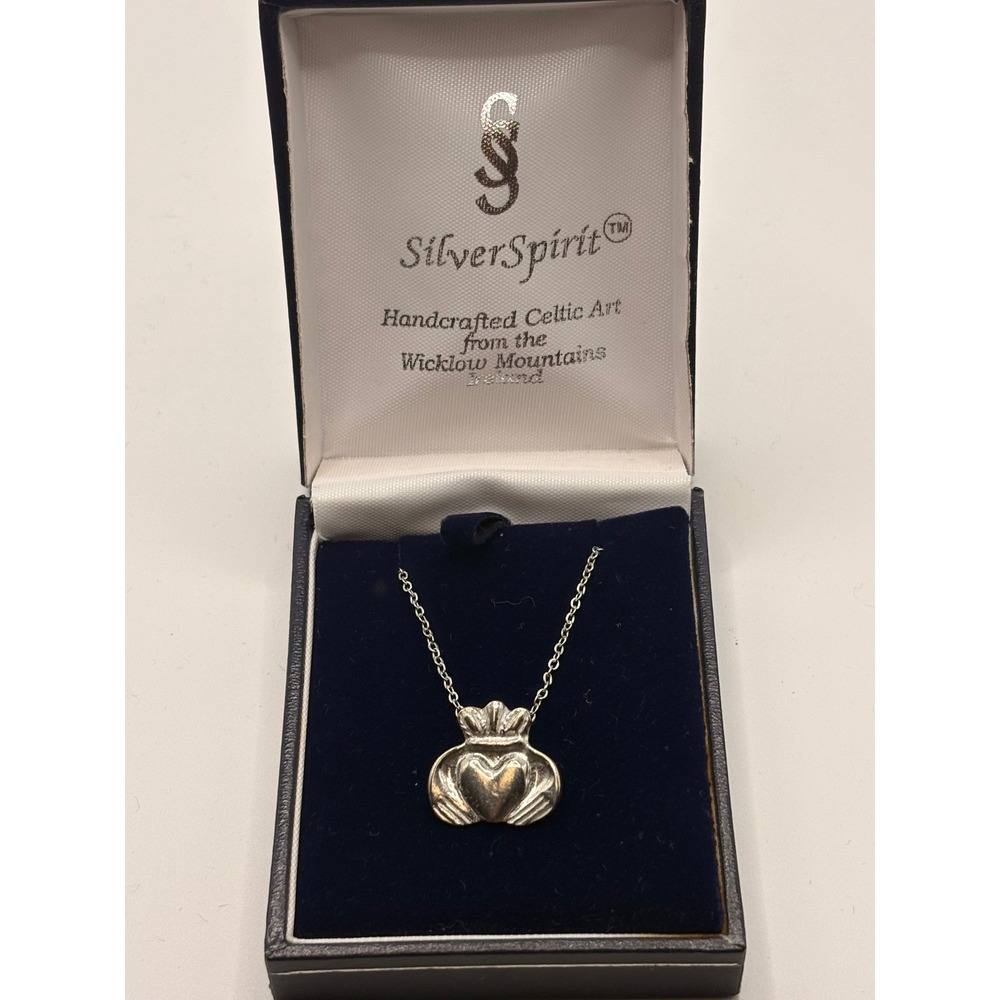 SilverSpirit Irish Claddagh Necklace Celtic Heart Pendant Ireland Silver